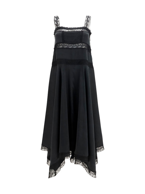 Ganni 63% silk dress in black