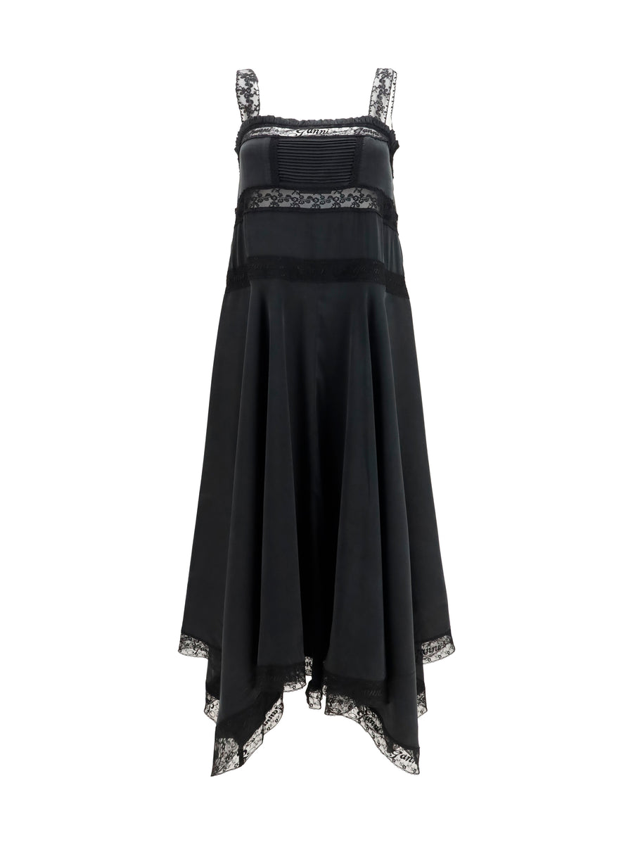 Ganni 63% silk dress in black