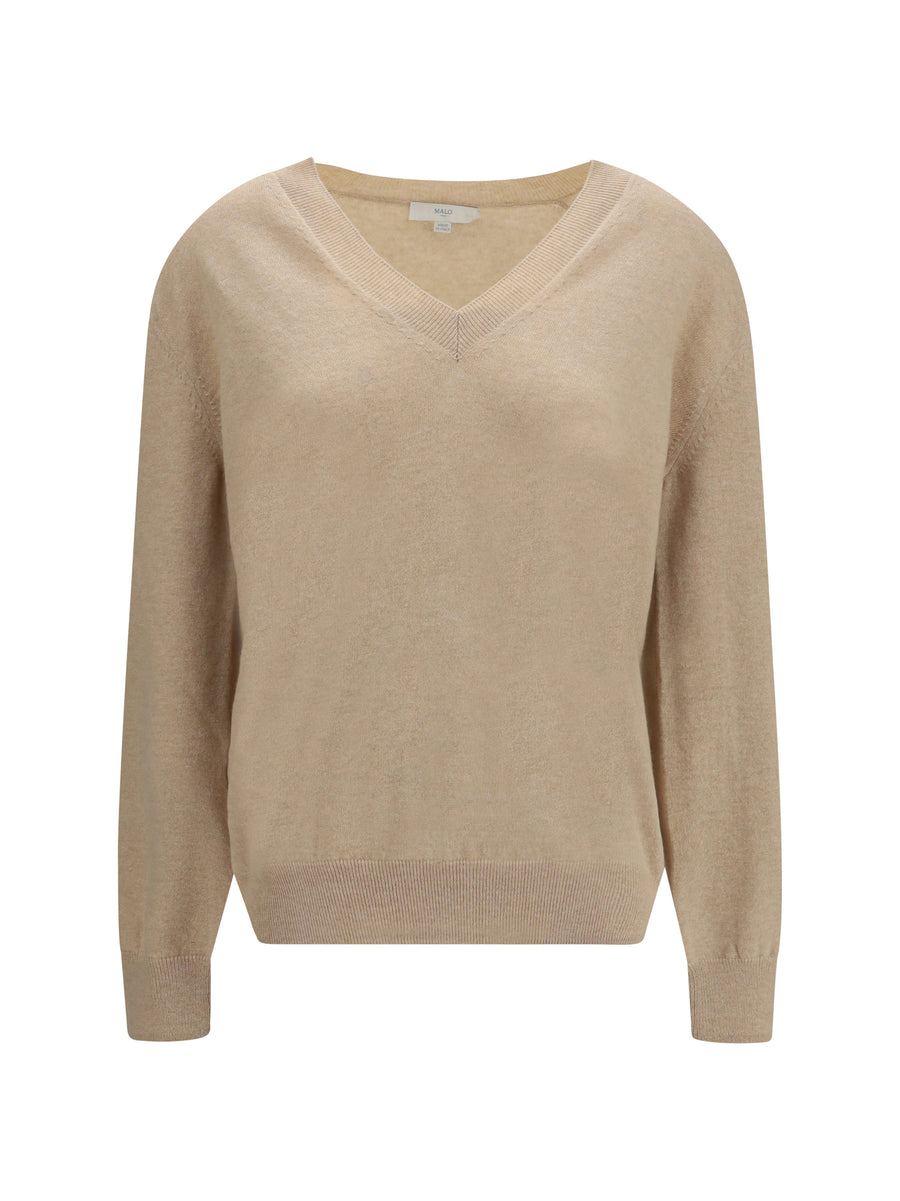 Cashmere V-Neck Sweater Light Sand Kashmir/capra Hircus