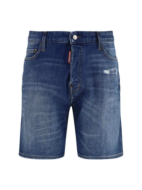 Dsquared2 93% Cotton bermuda shorts in navy