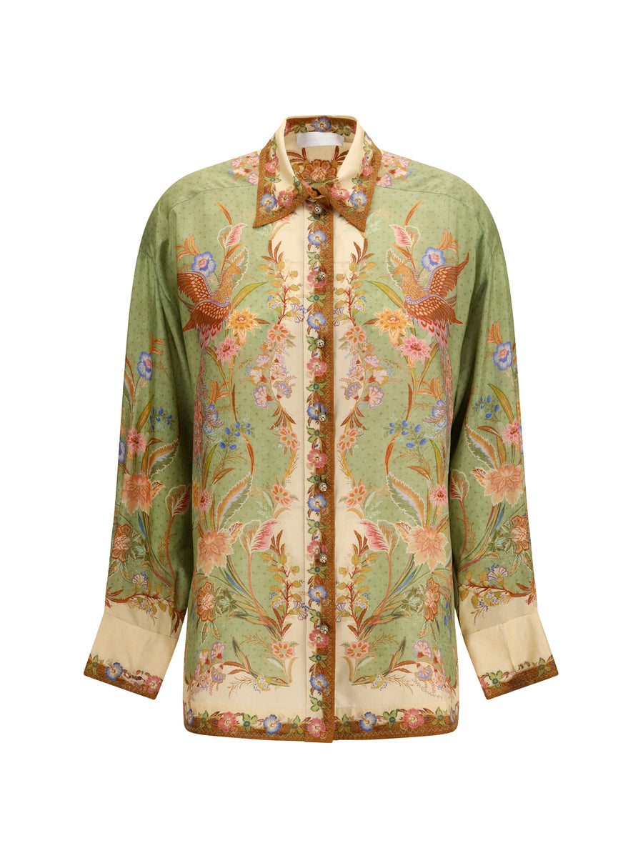 Zimmermann 100% Silk shirt in green