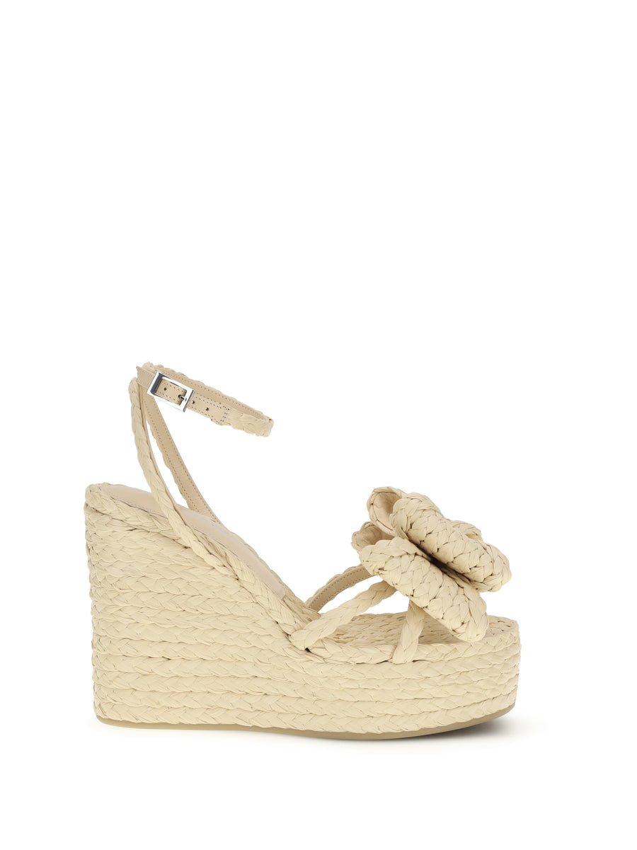 Mach & Mach 100% Raffia wedge sandal in beige