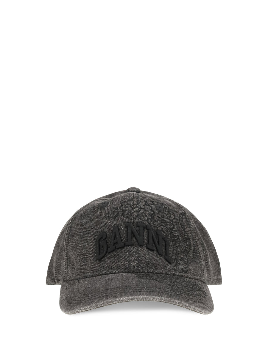 Ganni B3020214 65% Recycled Polyester; 35% Cotton baseball cap in black