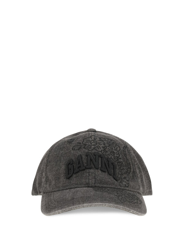 Ganni B3020214 65% Recycled Polyester; 35% Cotton baseball cap in black
