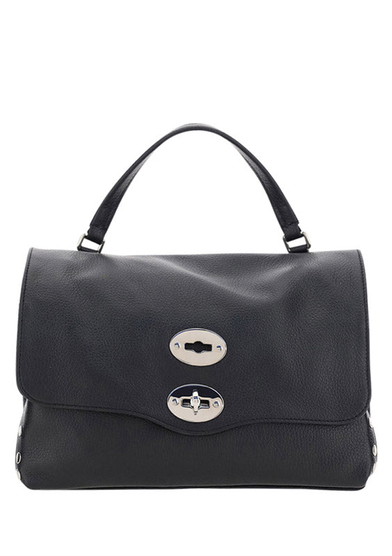 Zanellato 100% Calf Leather Bos Taurus top handle bag in black