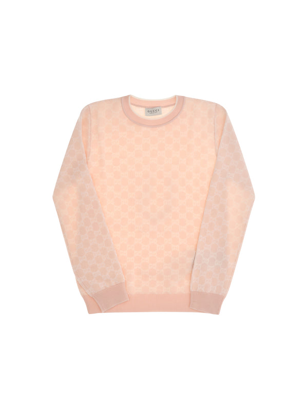 Wool Sweater For Girl Pale Rose/white Ovis Aries