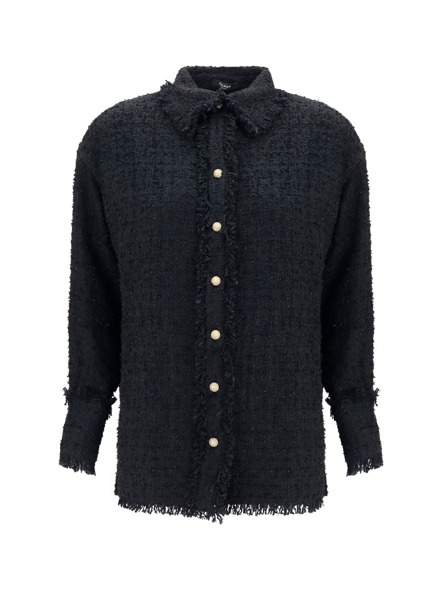 Balmain 58% polyamide shirt in black