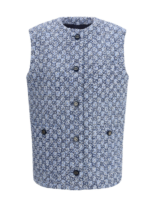 Gucci 38% Cotton; 19% Polyamide; 13% Polyester; 9% Viscose; 4% Wool; 17% Acrylic vest in blue