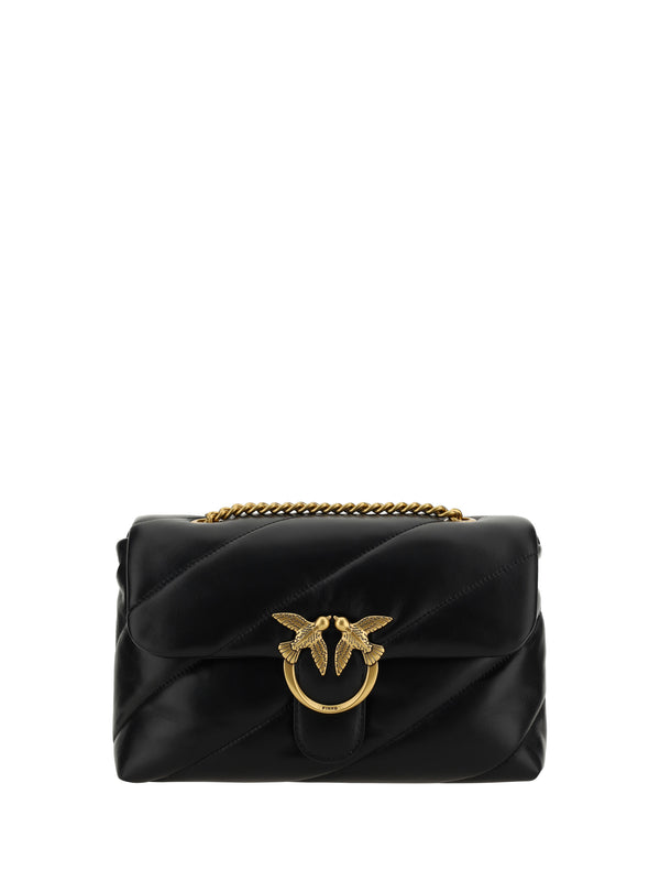 Love Classic Leather Shoulder Bag Nero-antique Gold Calf Bos Taurus