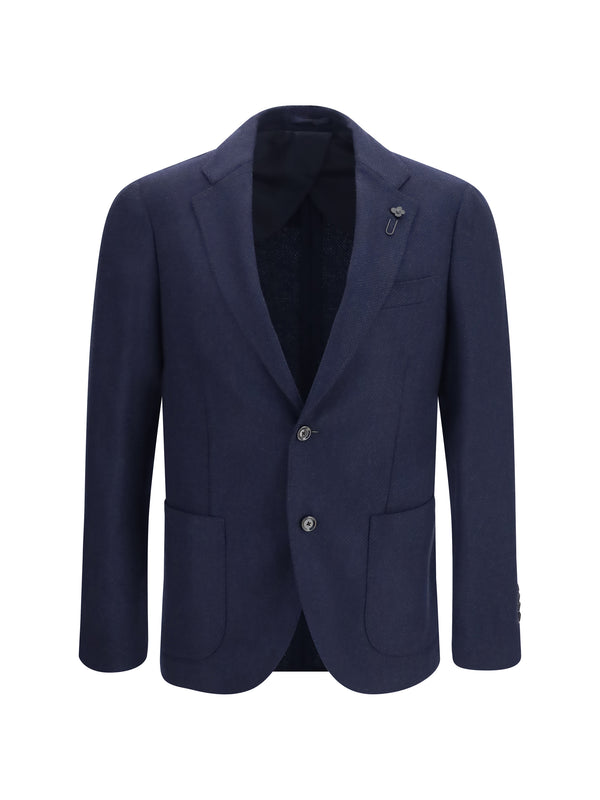 Lardini 96% Merino Wool; 4% Cashmere blazer in navy