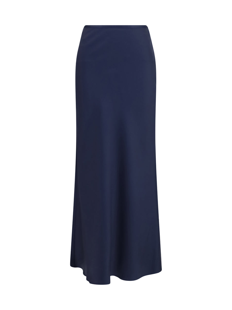 Loulou De Saison 100% Silk skirt in navy