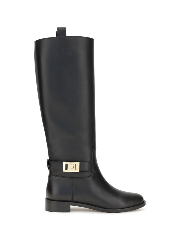 Ferragamo 100% Calf Leather Bos Taurus boot in black