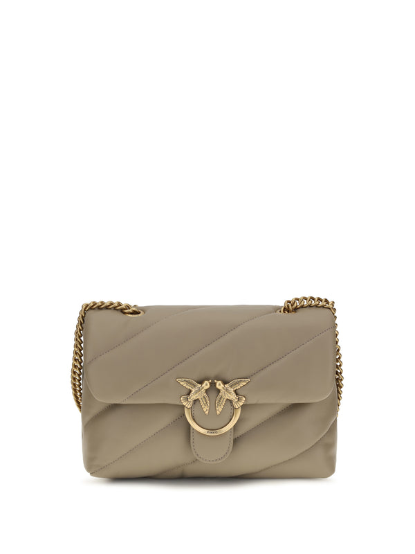 Pinko 100% Calf leather Bos Taurus shoulder bag in beige