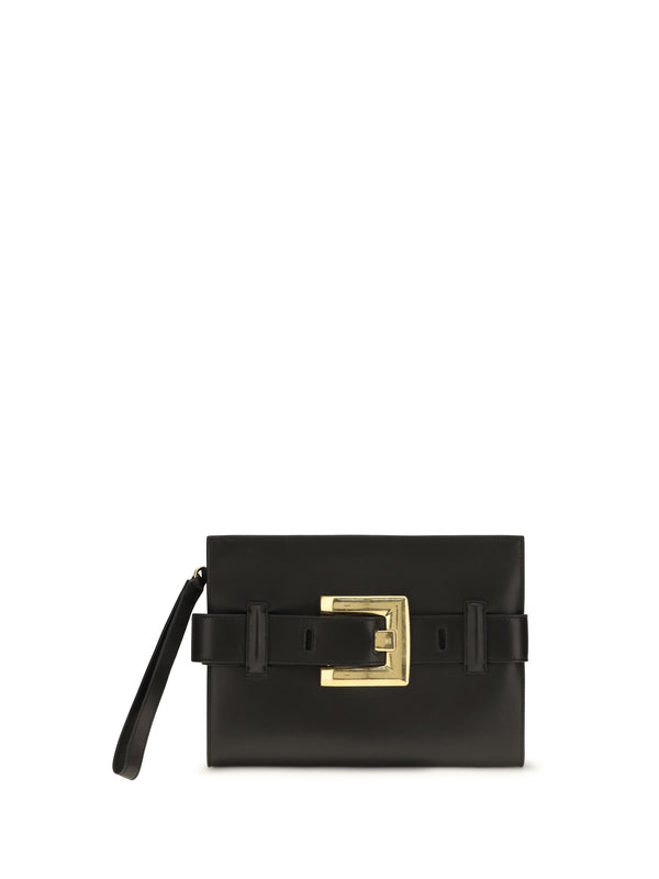 Balmain 100% lamb leather clutch in black