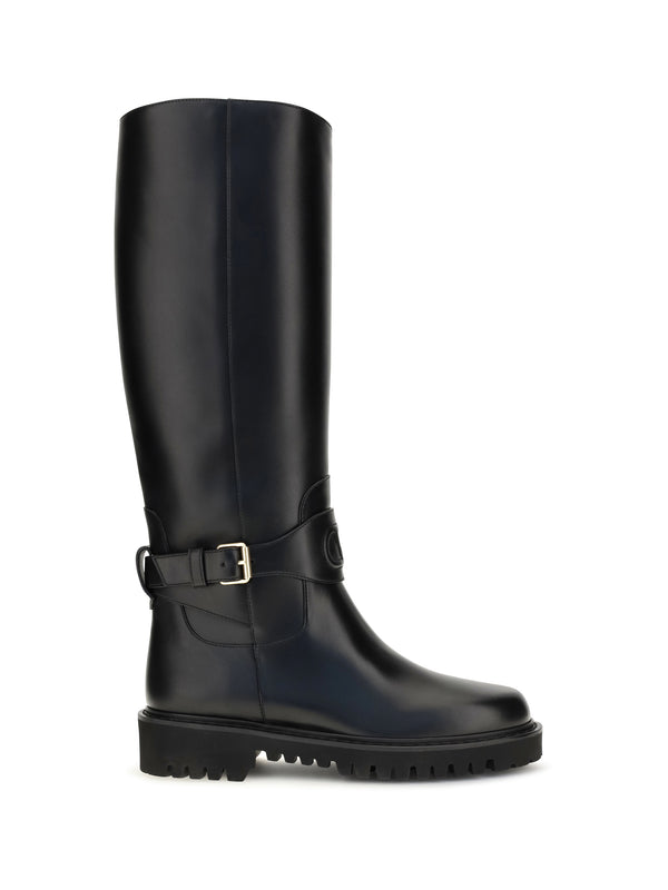 Valentino Garavani 100% Calf Leather Bos Taurus boot in black