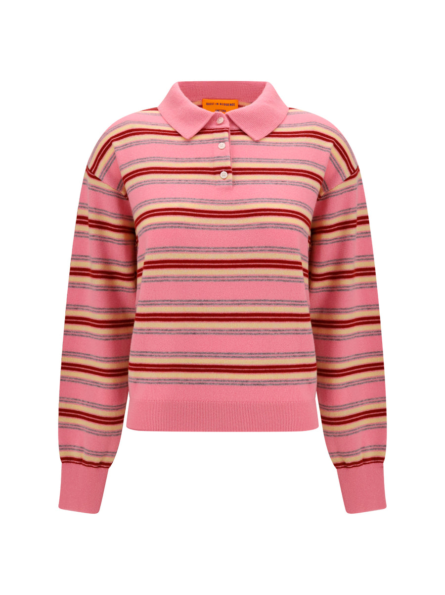 Guest In Residence 100% Cashmere polo sweater in pink