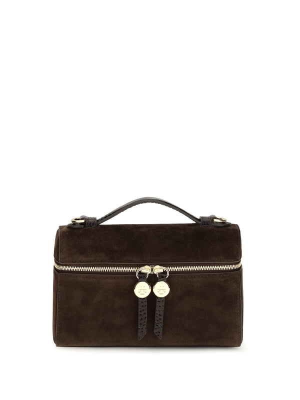 Romy Suede Slim Top Handle Dark Cocoa Shoulder Bags