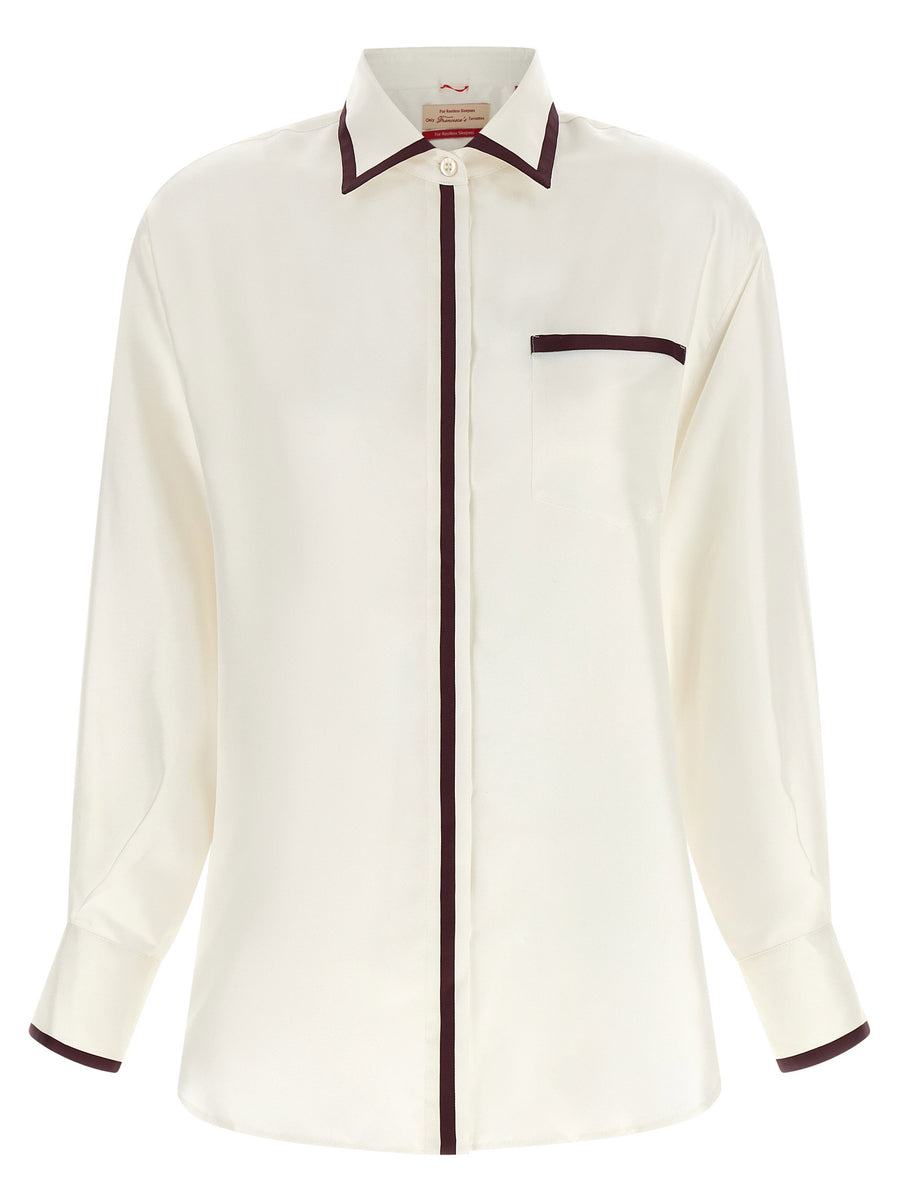 F.r.s. - For Restless Sleepers Silk Contrast-Trim Shirt — Ivory