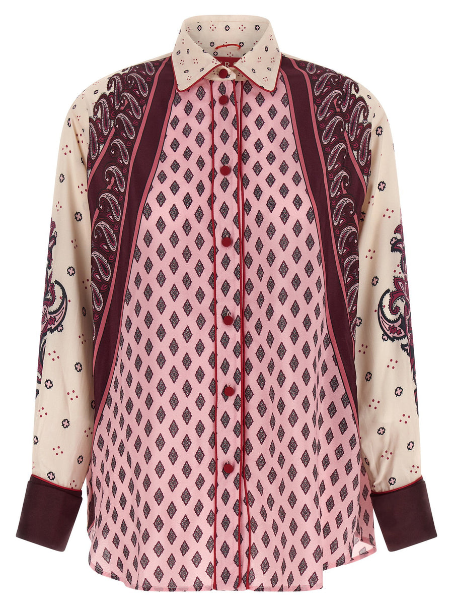F.r.s. - For Restless Sleepers Patchwork Print Piping Shirt — Pink