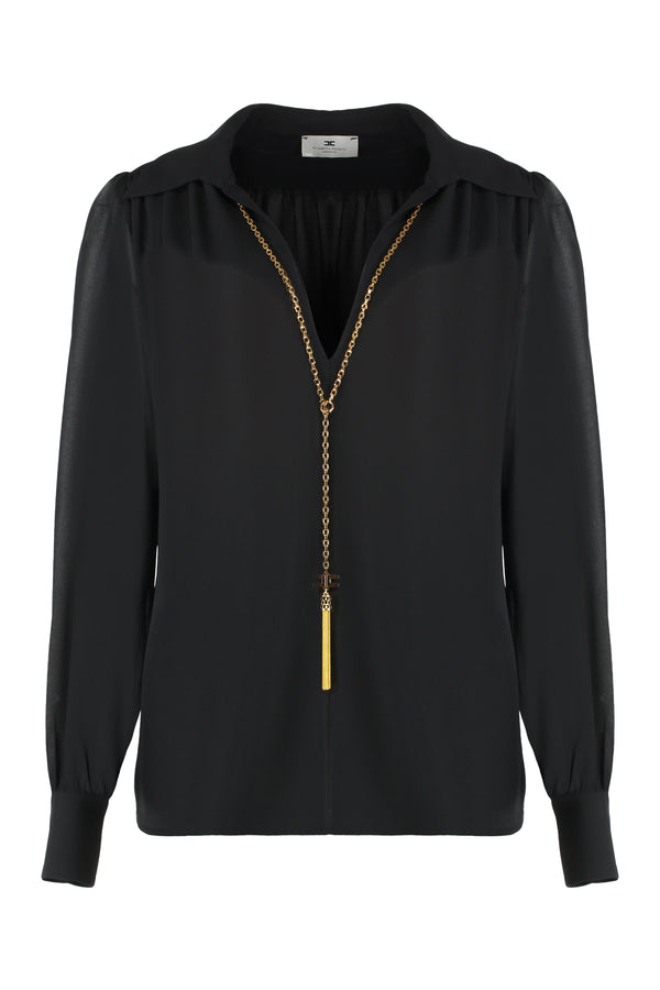 Shirt Georgette Black Polyester Blouses