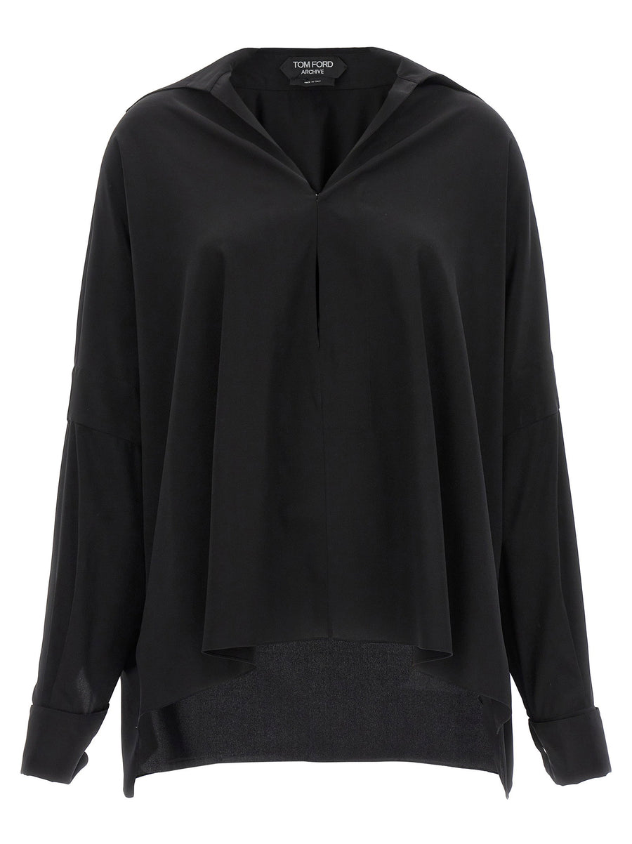 Tom Ford Crepe De Chine Silk Shirt — Black