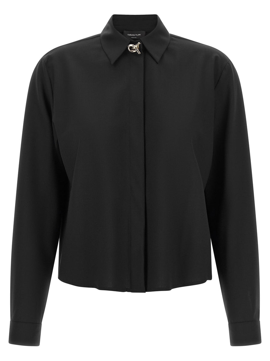 Fabiana Filippi Gold Knot-Embellished Shirt — Black