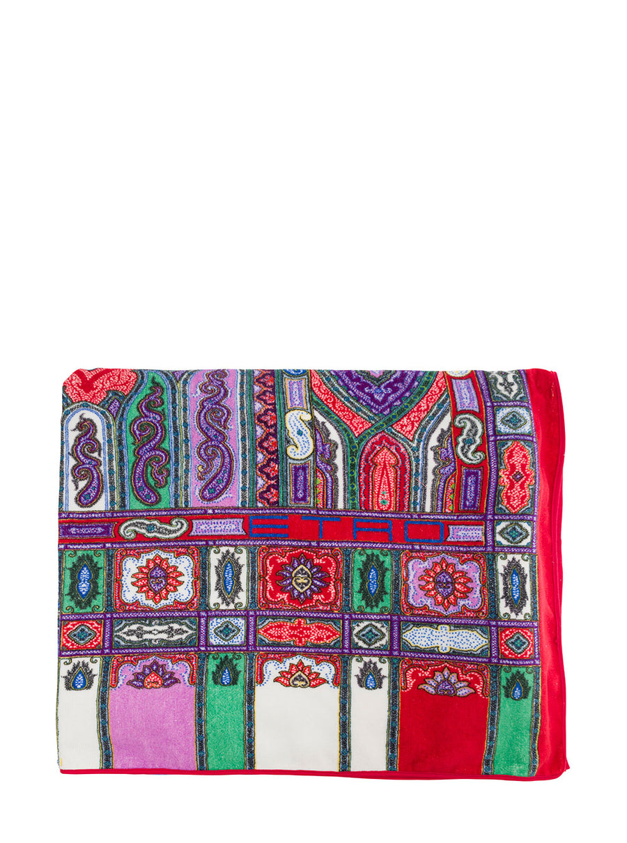 Beach Towel Ornamental Paisley Red Cotton Accessories