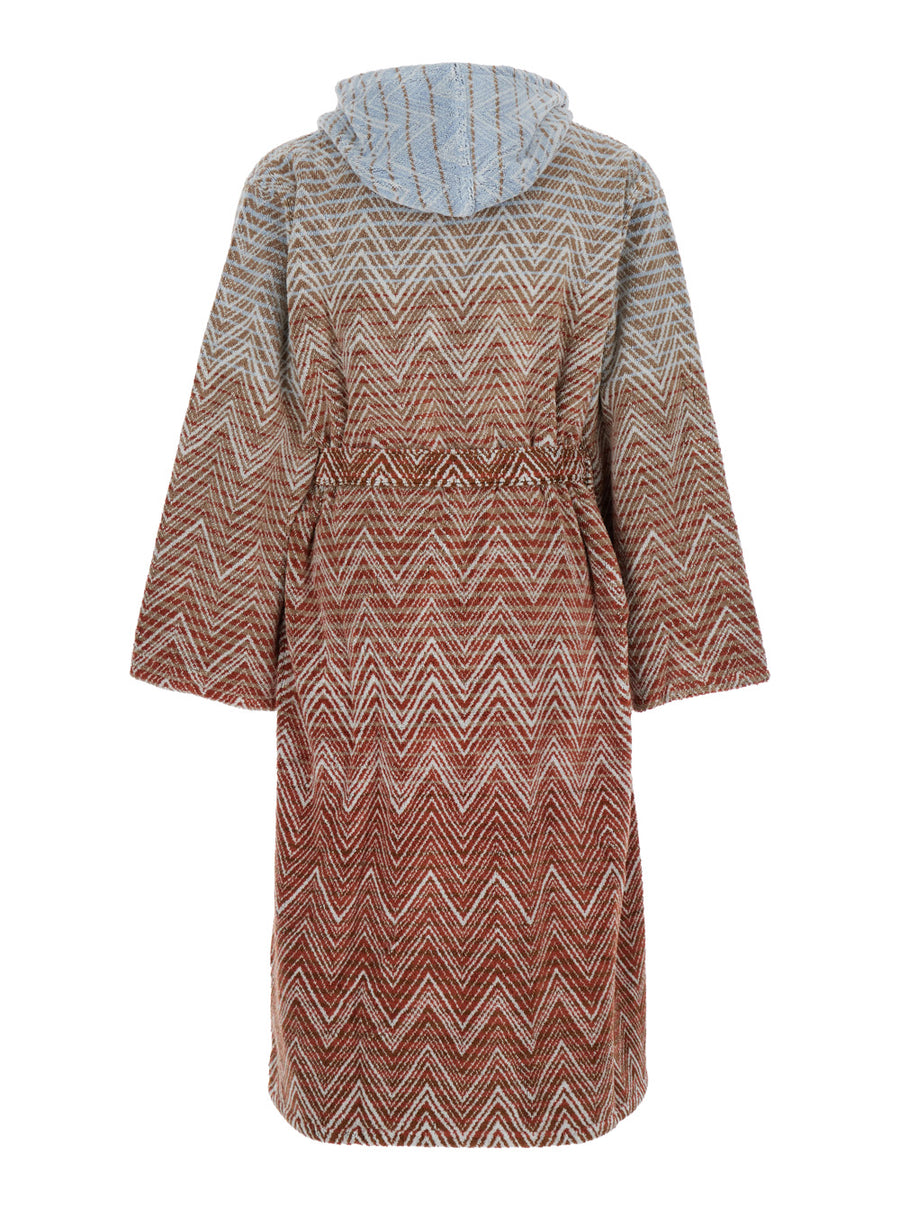 Hooded Bathrobe Zigzag Red Cotton Towels & Bath Robes
