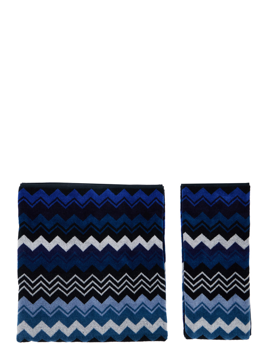 Towel Giacomo Blue-Black Stripes Cotton Towels & Bath Robes