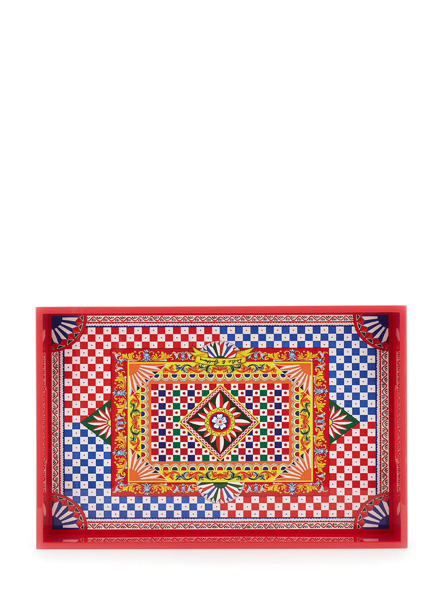 Rectangular Tray Red Lacquered Wood Decorative Trays & Plates