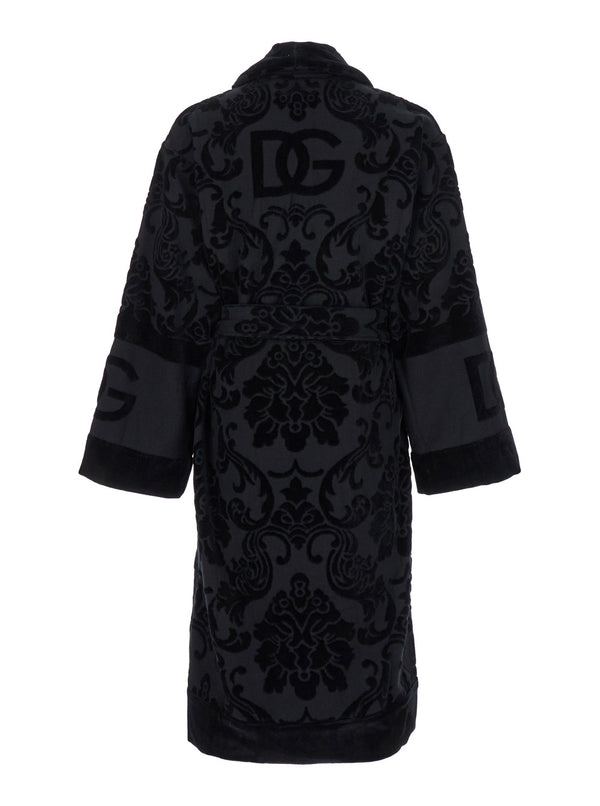Bathrobe Jacquard Cotton Black Towels & Bath Robes
