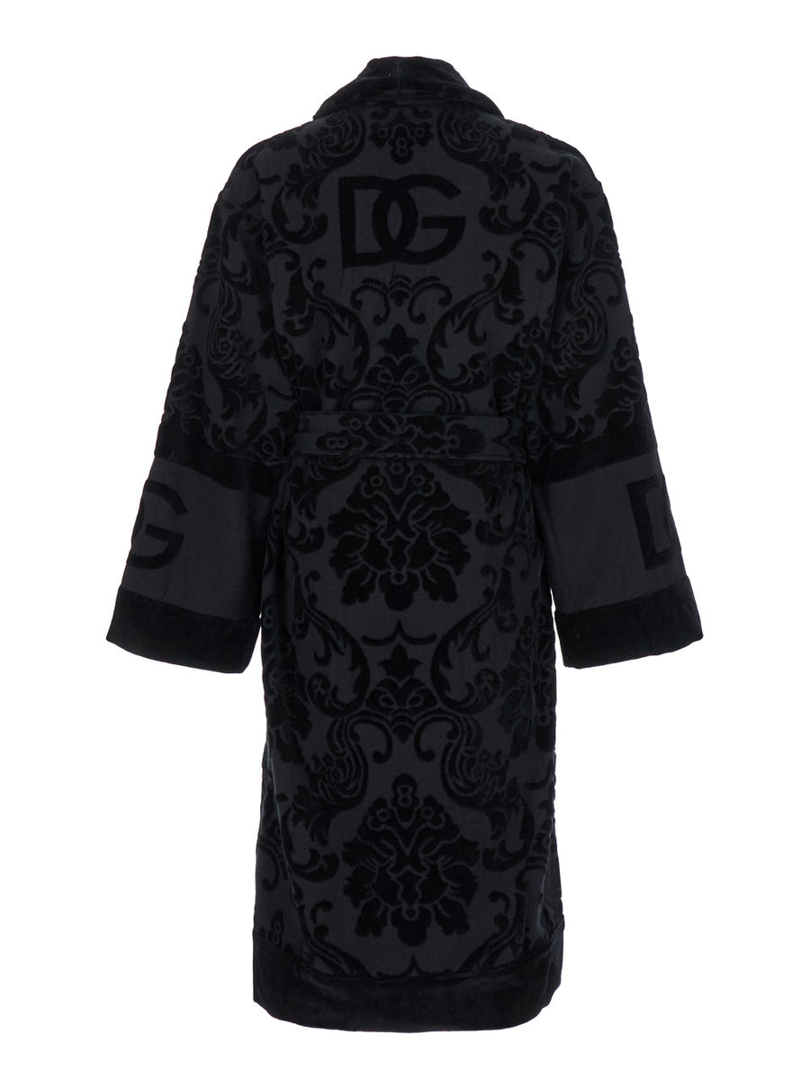 Bathrobe Jacquard Cotton Black Towels & Bath Robes