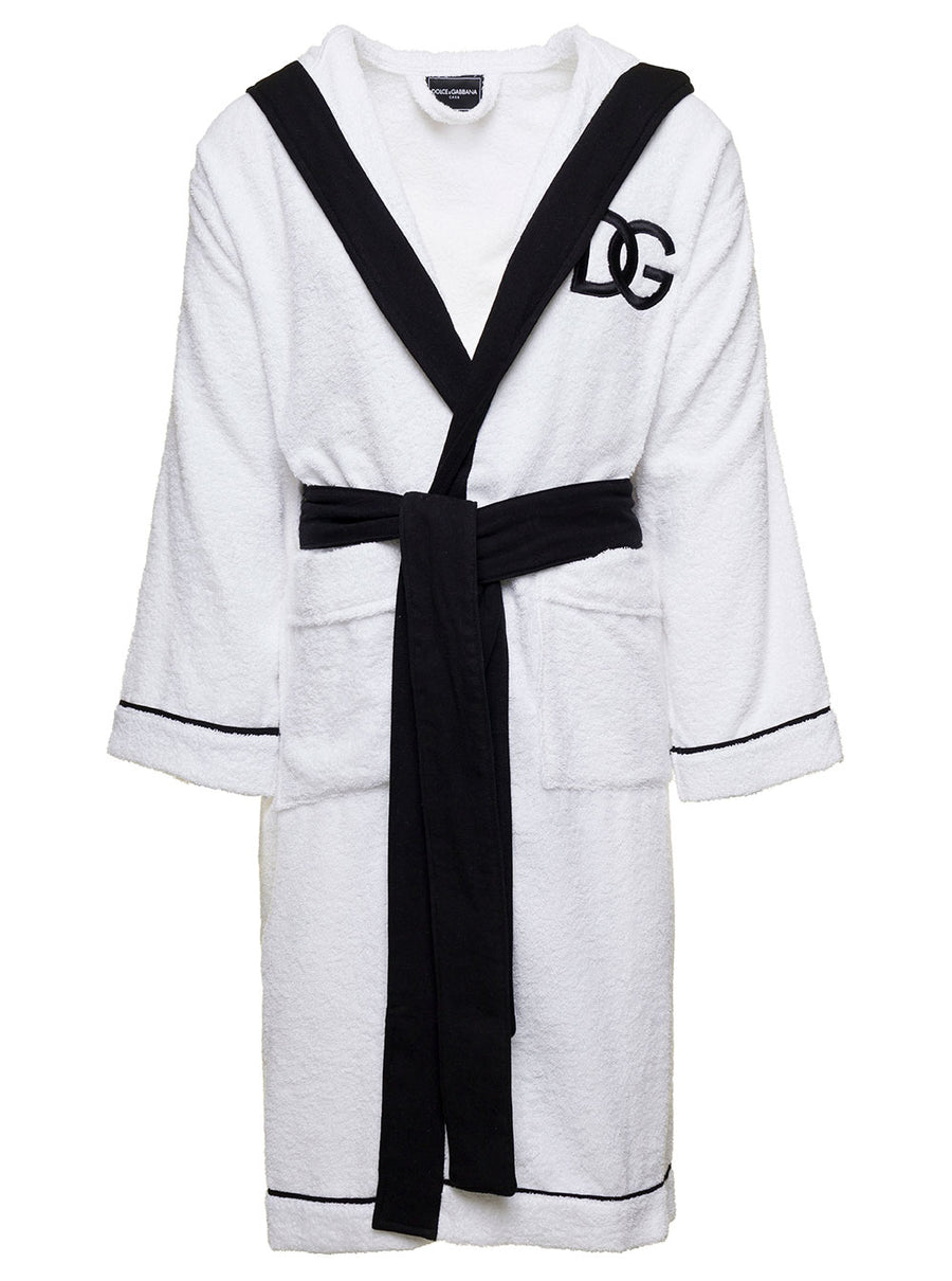Bathrobe Terry Cotton White With Black Trim Towels & Bath Robes