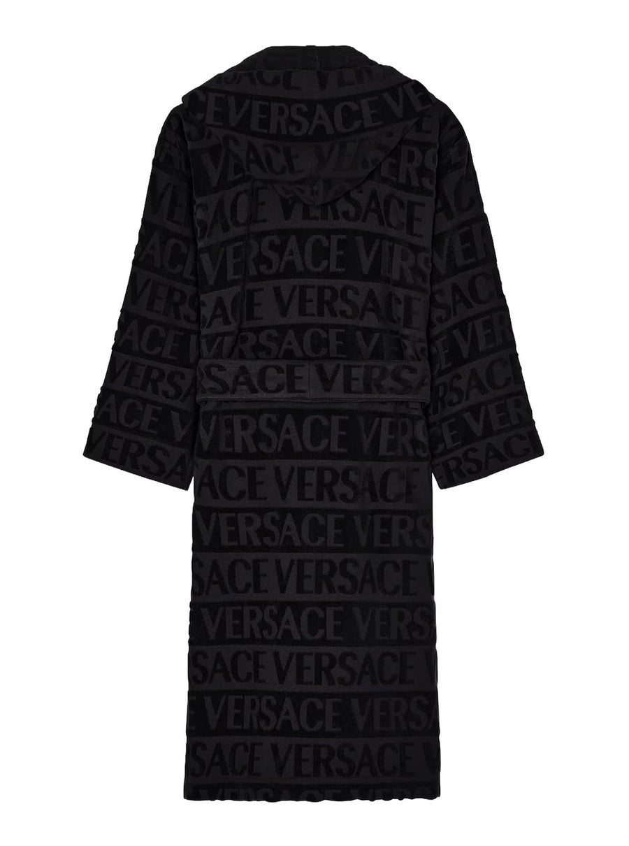 Hooded Bathrobe Black Tech Fabric Towels & Bath Robes
