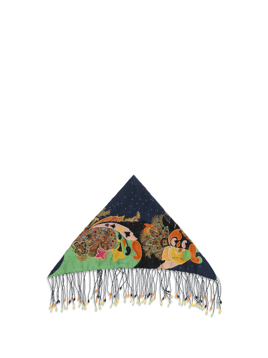 Etro 100% Silk scarf in navy