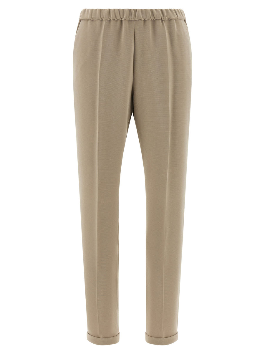 Alberto Biani Elastic Waistband Cadi Trousers — Beige