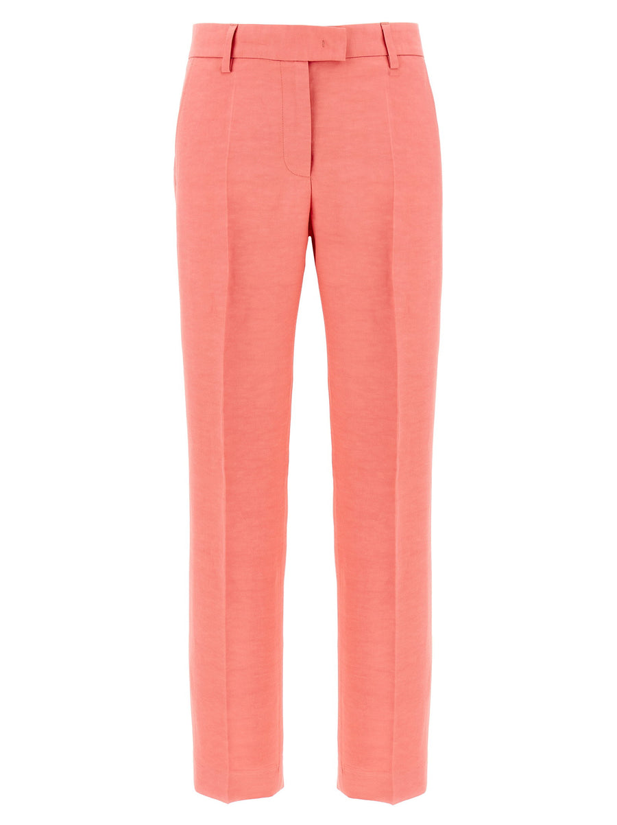 Alberto Biani Linen-Blend Chinos — Coral
