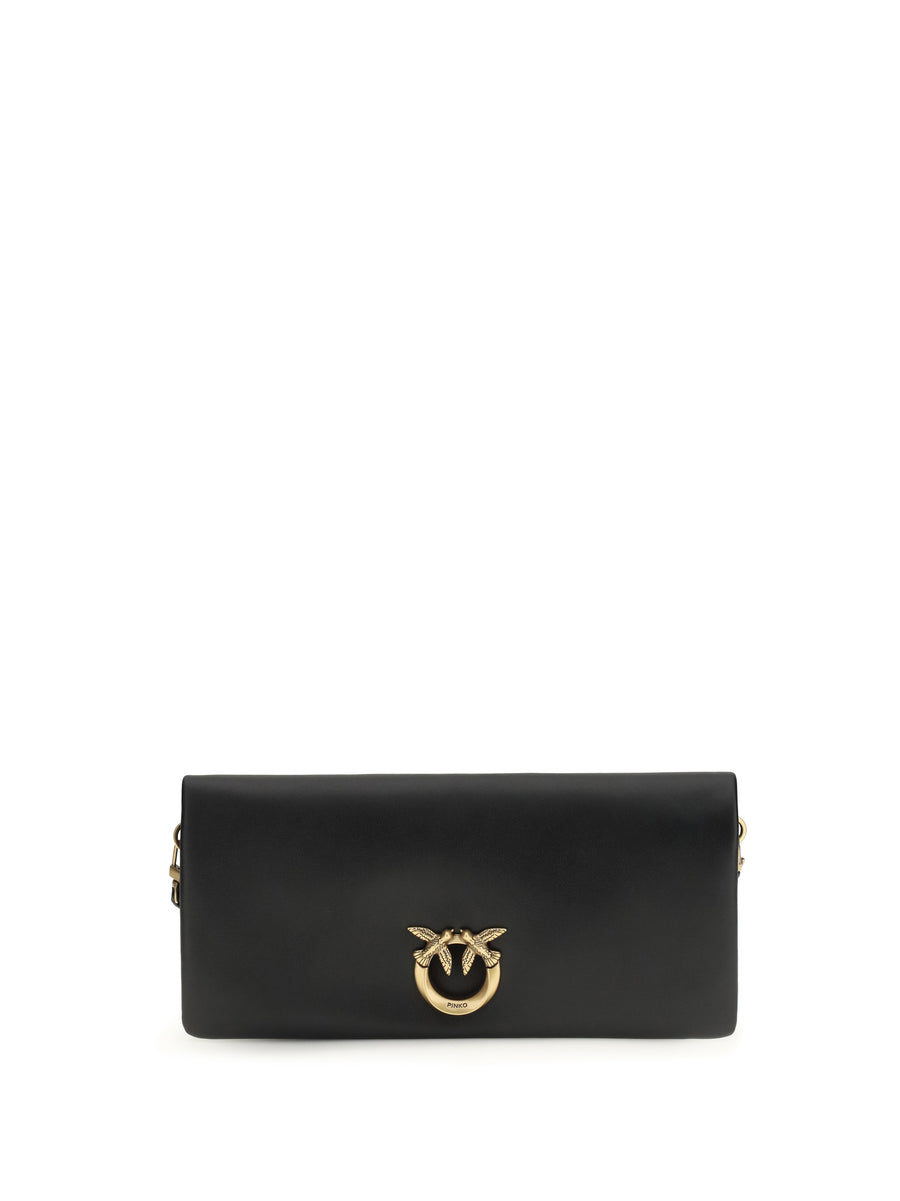 Love Medium Clutch Bag Nero-antique Gold Calf Leather Bos Taurus Clutches