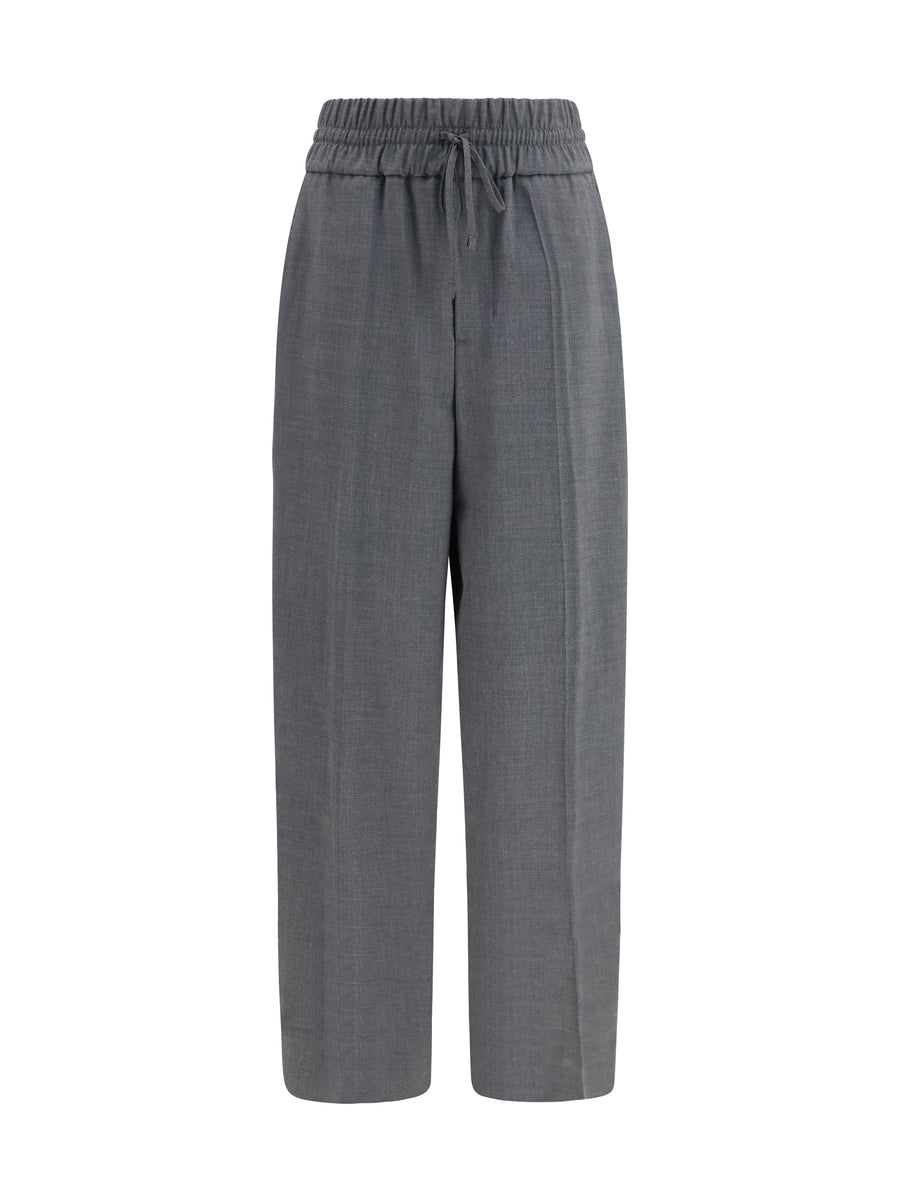 Wool Pants With Elasticated Waist Gris Carbone Fleece Ovis Aries