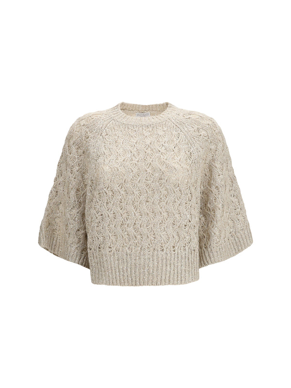 Open-Knit Construction Sweater Pietra+stracciatella