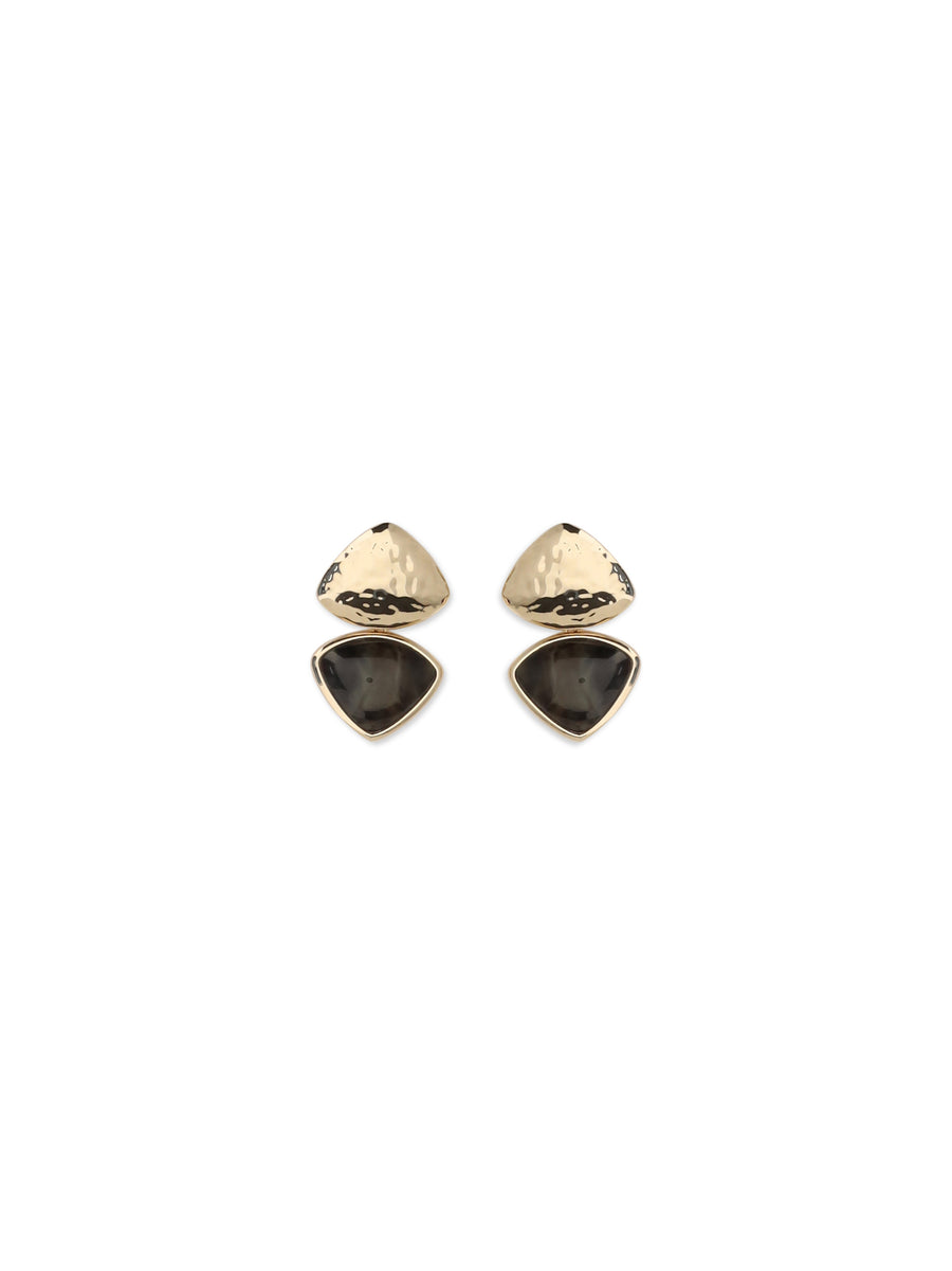 Two-Tone Speckled Enamel Earrings Gold Brass