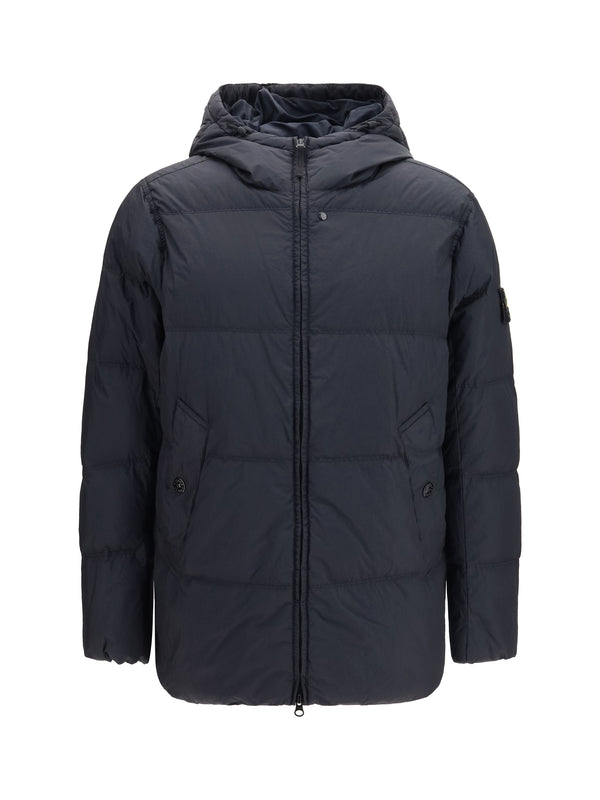 Stone Island Inner: 100% Goose Down; Outer: 100% Nylon down jacket in navy