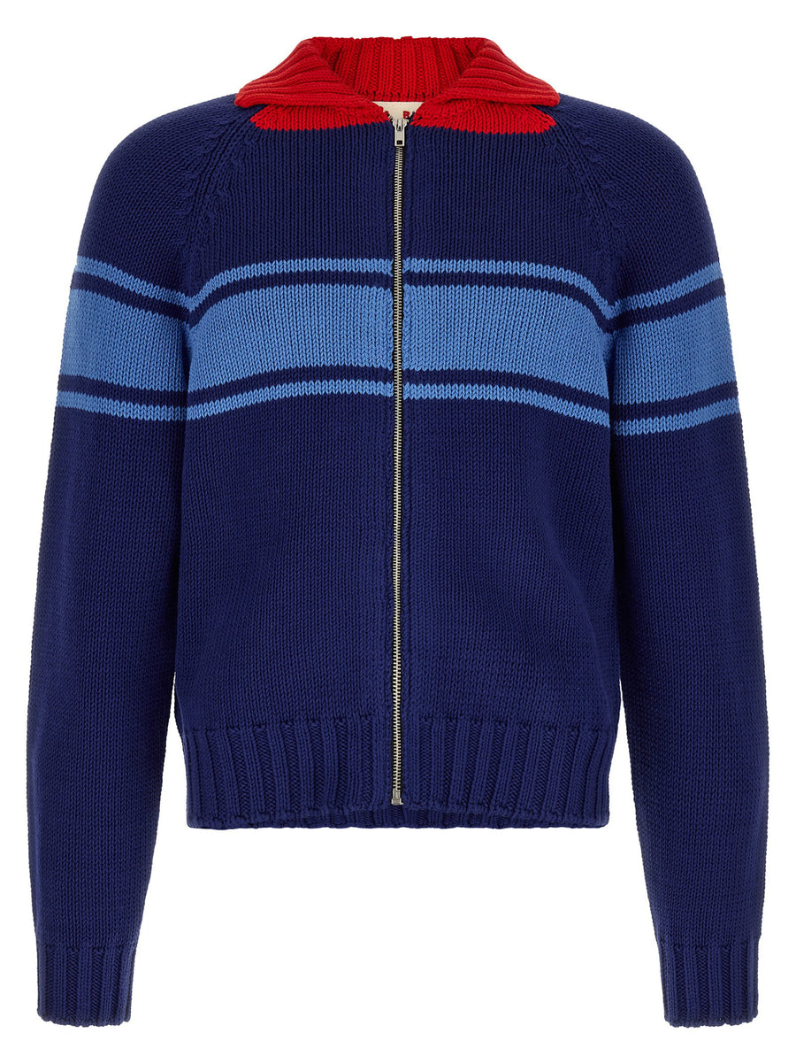 Marni Color-Block Knit Cardigan — Navy