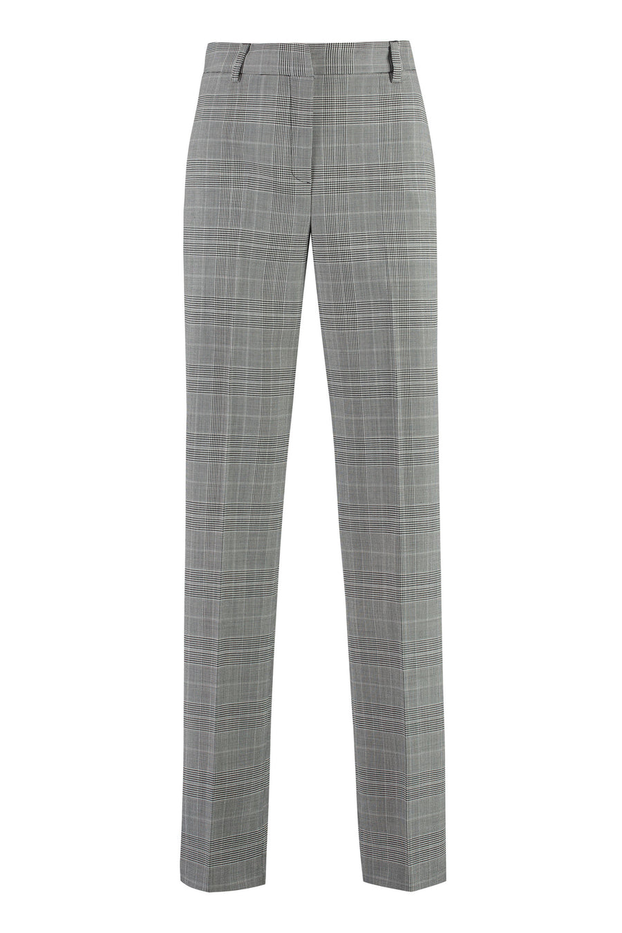 Prince-Of-Wales Checked Trousers Grey Virgin Wool Trouser Suits