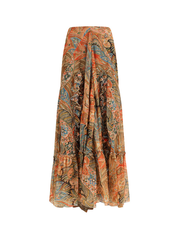 Etro 100% Silk skirt in orange