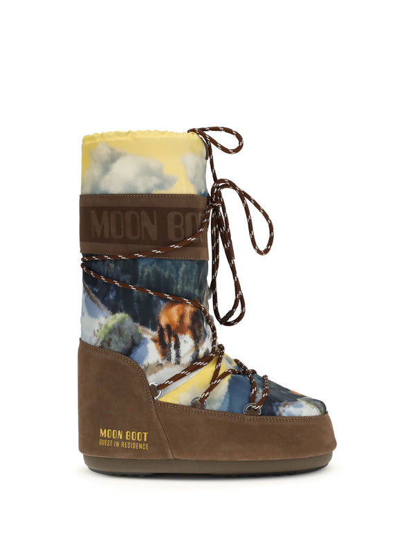 Moon Boot UPPER: 30% CALF LEATHER BOS TAURUS; UPPER: 70% POLYESTER; SOLE: 100% RUBBER boot in brown