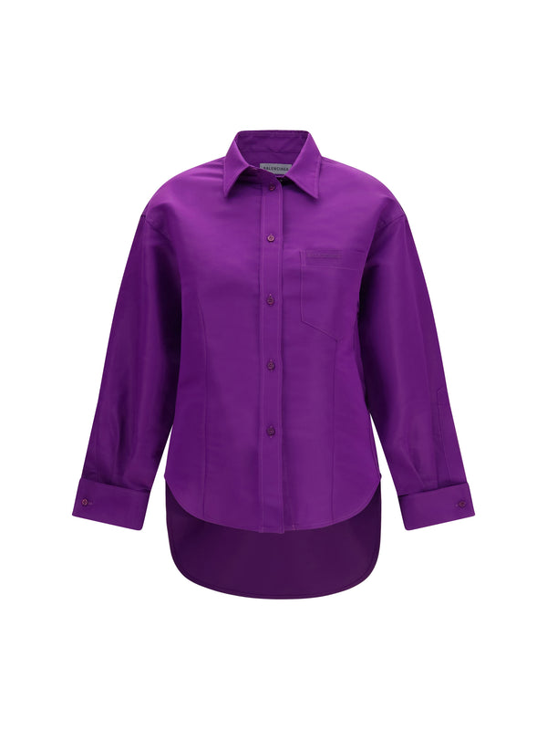 Asymmetric Cotton Shirt Purple