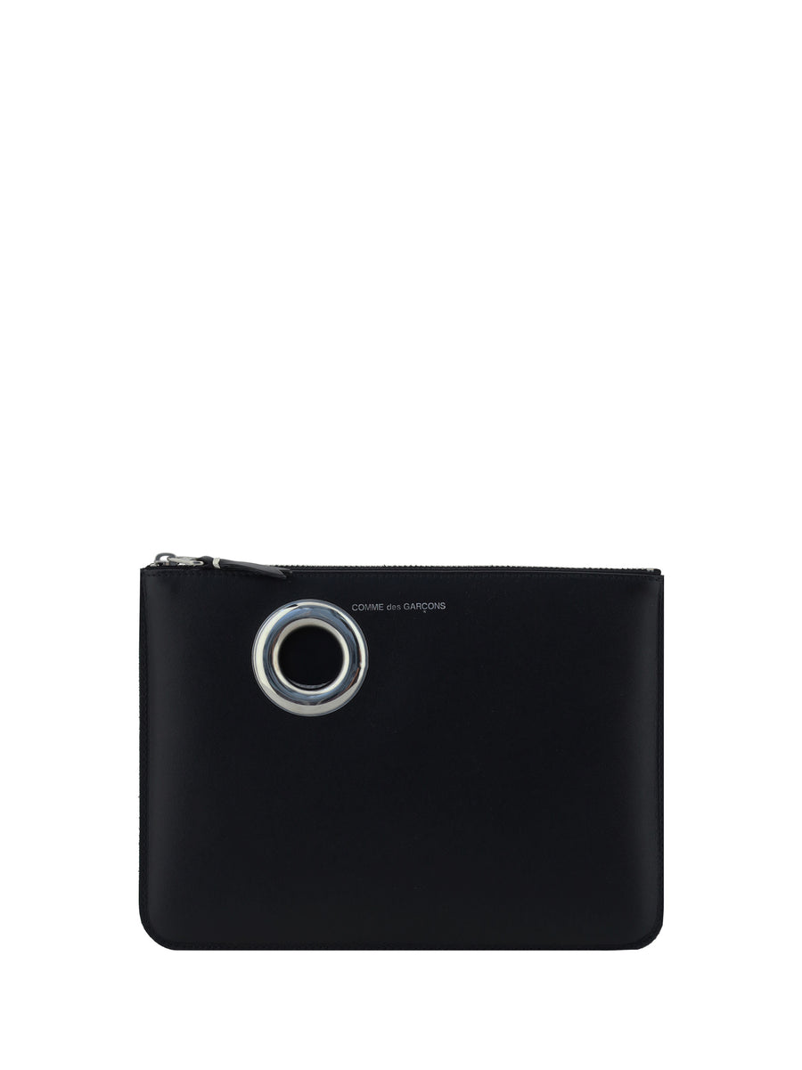 Silver Eyelet Coin Purse Black Calf Leather Bos Taurus Wallet