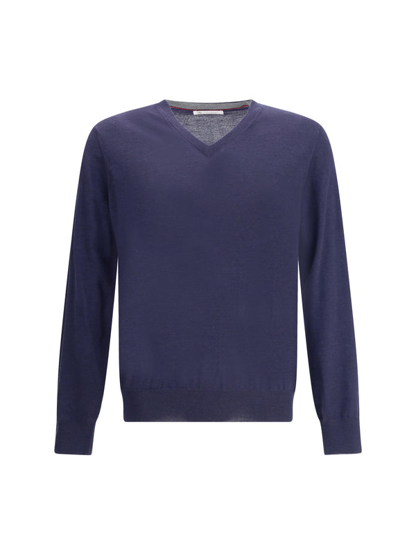 Brunello Cucinelli 10% Kashmir/Cashmere; 90% Wool sweater in navy