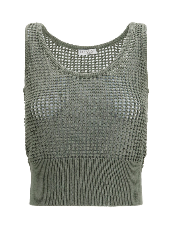 Brunello Cucinelli 96% Cotton; 4% Polyester tank top in green